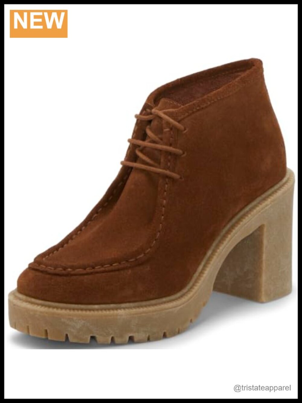 Lucky Brand Women's Hollia Lace-up Ankle Bootie Suede Block Heel